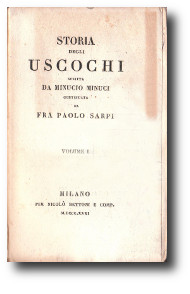 Coprtina del libro "Storia degli Uscochi", Nicolò Bettoni editore